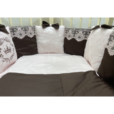 Комплект в круглую (овальную) кроватку Элит ЭТ-4 18 предметов (шоколад/розовый)
