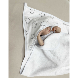 Полотенце большое с уголком для купания новорожденного "Буль-буль-7" 110х110 см