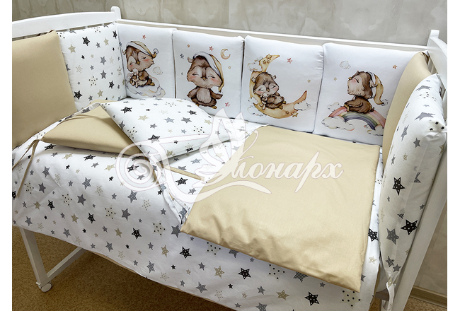 Комплекты в кроватку для новорожденных (6-8 предметов)