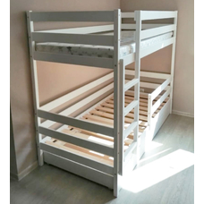 Кроватка домик двухъярусная Для двоих без крыши (белая эмаль)