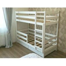 Кроватка домик двухъярусная Для двоих без крыши (белая эмаль)